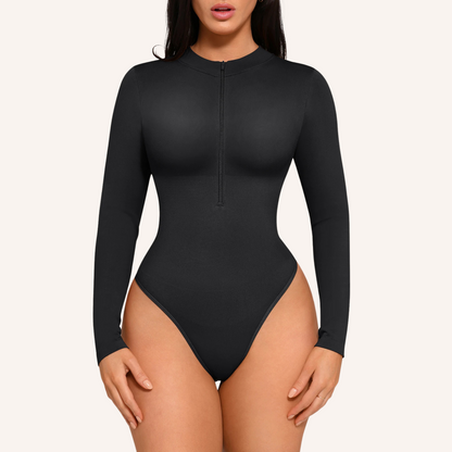 Bodysuit with long sleeves and zipper