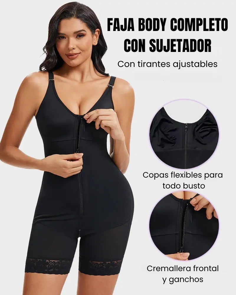 Butt-lifting shaper with tummy control and crotch zipper