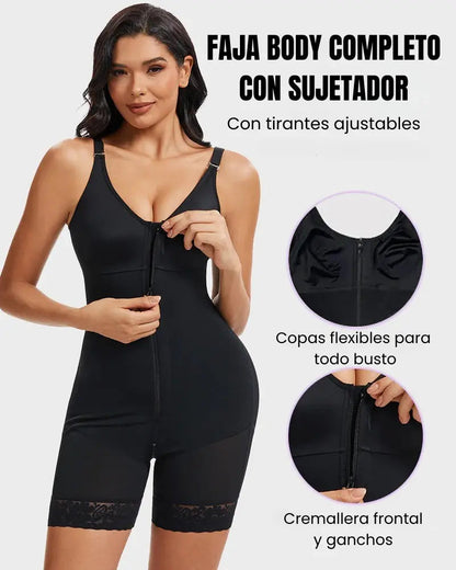 Butt-lifting shaper with tummy control and crotch zipper