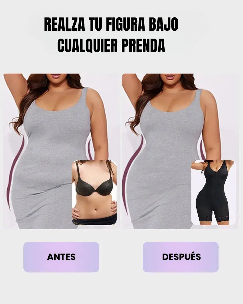 Butt-lifting shaper with tummy control and crotch zipper