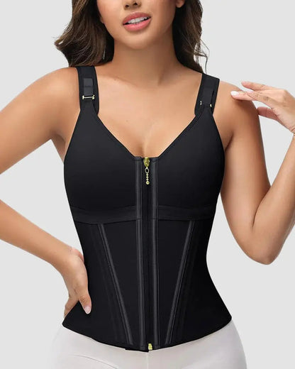 Double-layer waist shaper with tummy control and bra