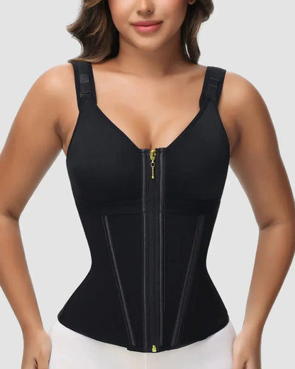 Double-layer waist shaper with tummy control and bra
