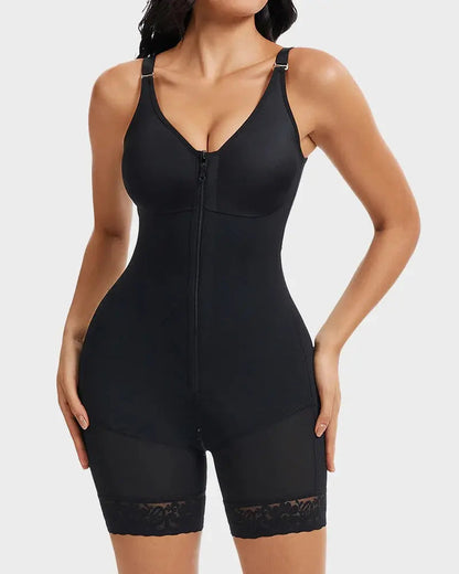 Butt-lifting shaper with tummy control and crotch zipper
